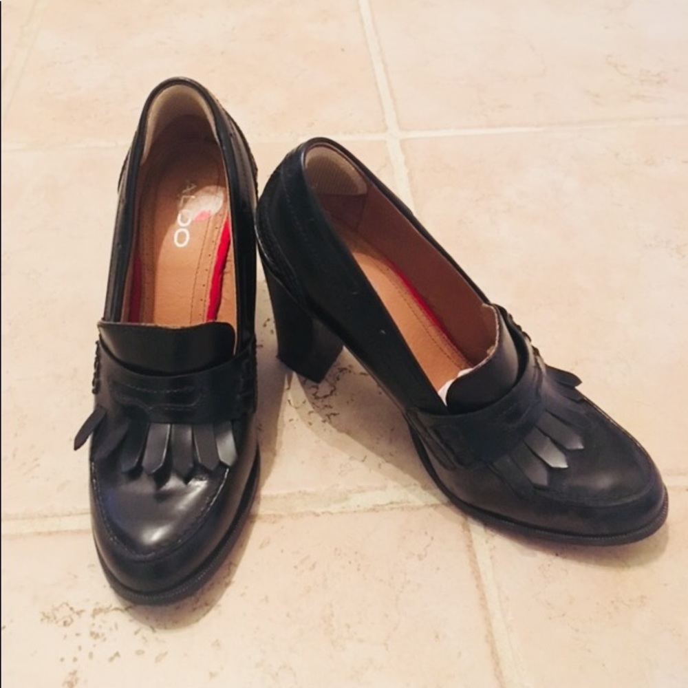 Black Aldo Loafer Heels